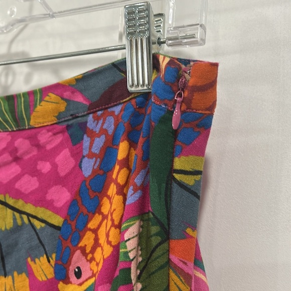 Farm Rio Mixed Painted Toucan Linen Blend Tiered Maxi Skirt - Size Large - Picture 7 of 9
